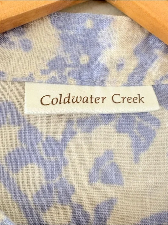 Coldwater Creek Linen Tunic Dress Blue White Paisley Print Pintuck Size M - Picture 4 of 13